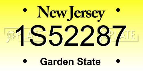 1S52287 New Jersey License Plate