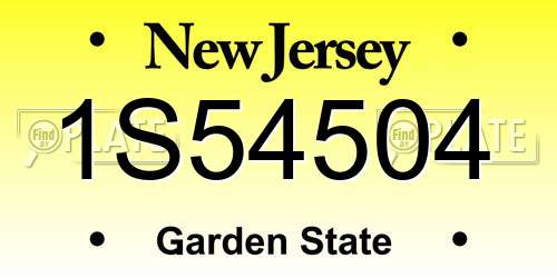 1S54504 New Jersey License Plate