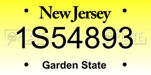 1S54893 New Jersey License Plate