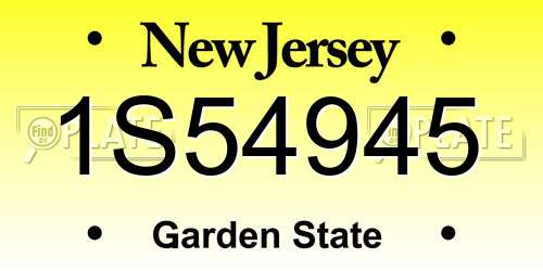 1S54945 New Jersey License Plate