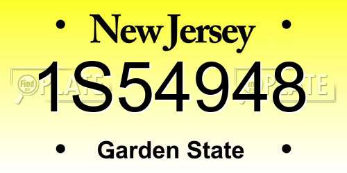 1S54948 New Jersey License Plate