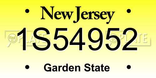 1S54952 New Jersey License Plate