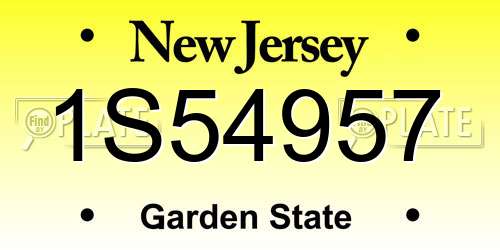 1S54957 New Jersey License Plate