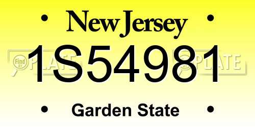 1S54981 New Jersey License Plate
