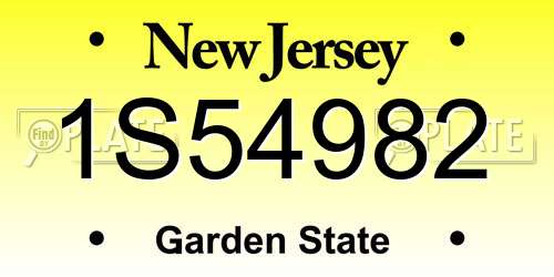 1S54982 New Jersey License Plate