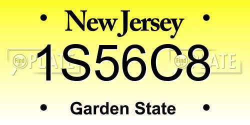 1S56C8 New Jersey License Plate