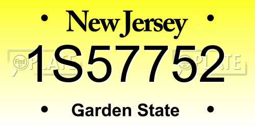 1S57752 New Jersey License Plate