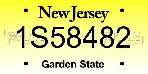 1S58482 New Jersey License Plate