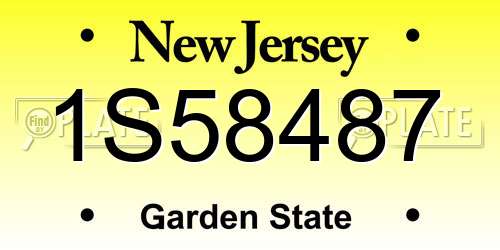 1S58487 New Jersey License Plate