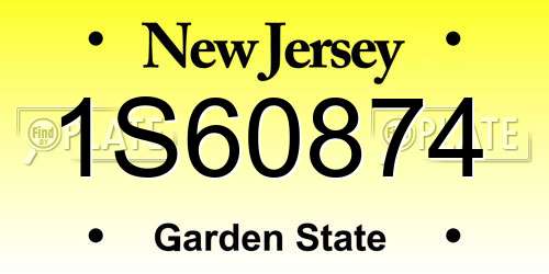 1S60874 New Jersey License Plate