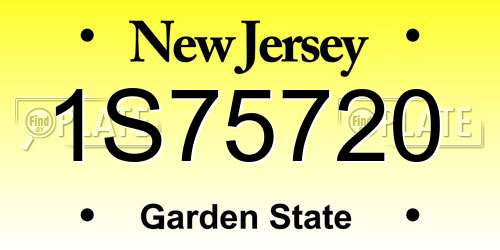 1S75720 New Jersey License Plate