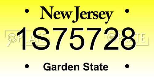 1S75728 New Jersey License Plate