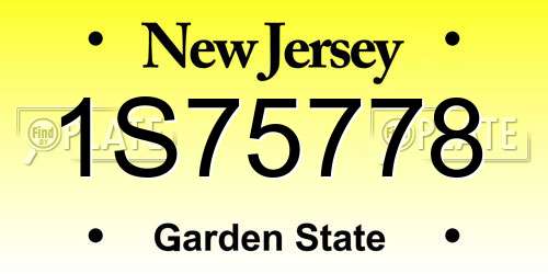 1S75778 New Jersey License Plate