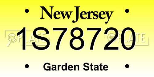 1S78720 New Jersey License Plate
