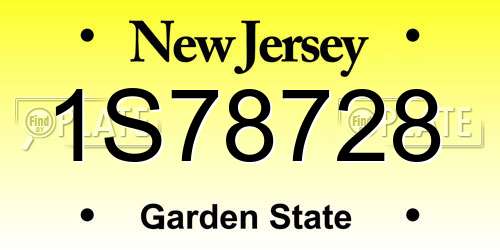 1S78728 New Jersey License Plate