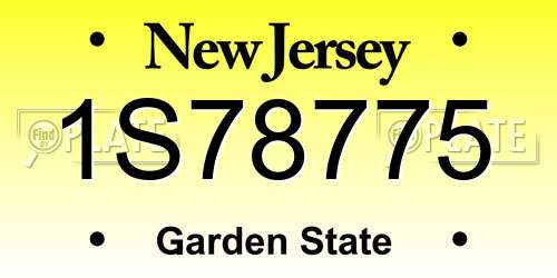 1S78775 New Jersey License Plate