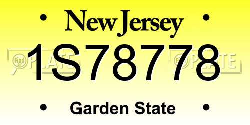 1S78778 New Jersey License Plate