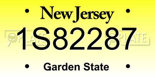 1S82287 New Jersey License Plate