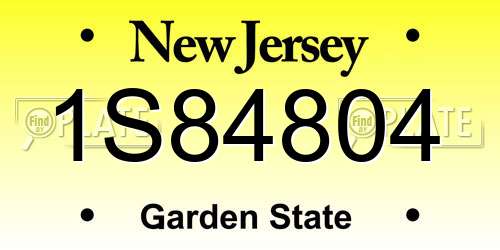 1S84804 New Jersey License Plate