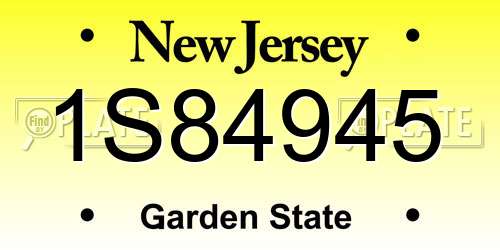 1S84945 New Jersey License Plate