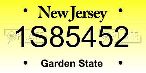 1S85452 New Jersey License Plate