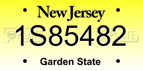1S85482 New Jersey License Plate