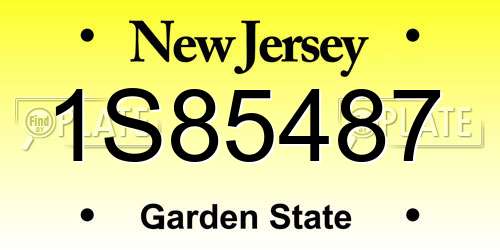 1S85487 New Jersey License Plate