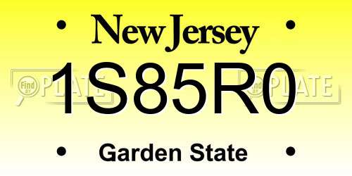 1S85R0 New Jersey License Plate