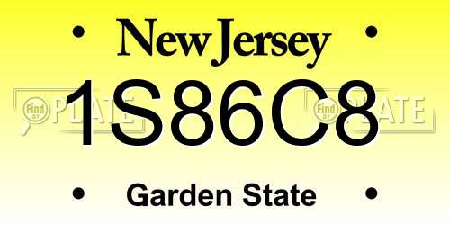 1S86C8 New Jersey License Plate