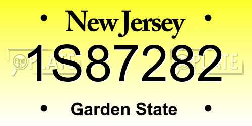 1S87282 New Jersey License Plate