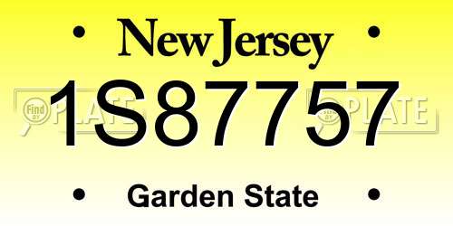 1S87757 New Jersey License Plate