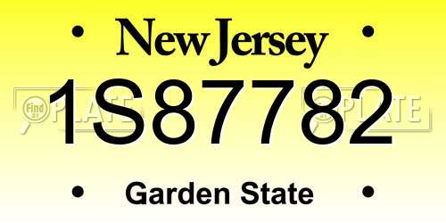1S87782 New Jersey License Plate