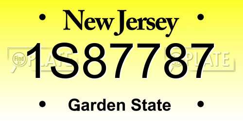 1S87787 New Jersey License Plate