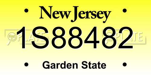 1S88482 New Jersey License Plate