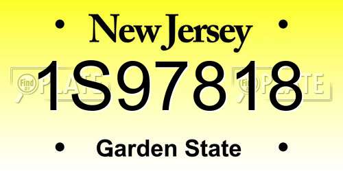 1S97818 New Jersey License Plate