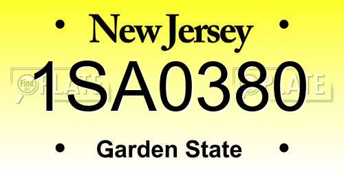 1SA0380 New Jersey License Plate