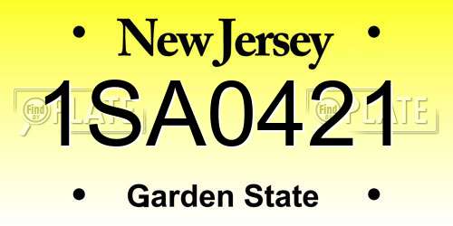 1SA0421 New Jersey License Plate