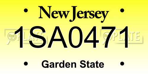 1SA0471 New Jersey License Plate