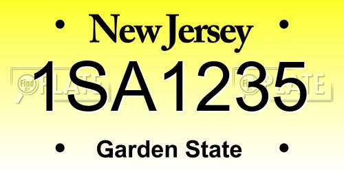 1SA1235 New Jersey License Plate
