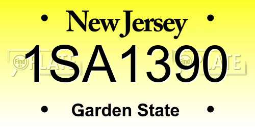 1SA1390 New Jersey License Plate