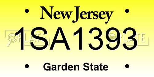 1SA1393 New Jersey License Plate