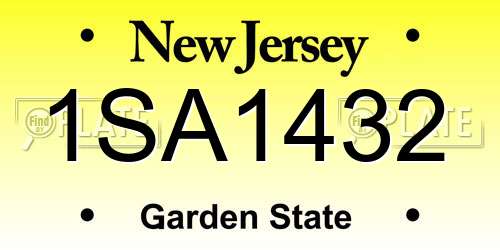 1SA1432 New Jersey License Plate