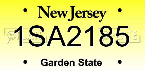 1SA2185 New Jersey License Plate