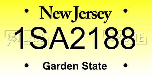 1SA2188 New Jersey License Plate