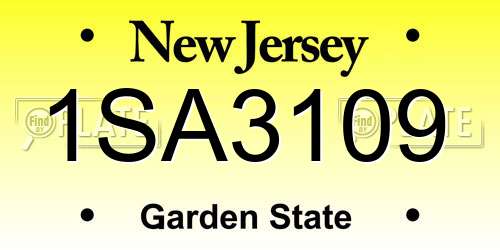 1SA3109 New Jersey License Plate