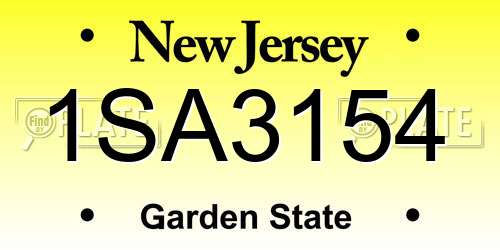 1SA3154 New Jersey License Plate