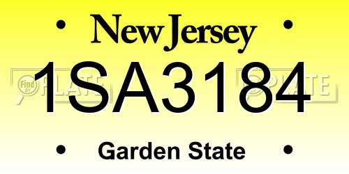 1SA3184 New Jersey License Plate