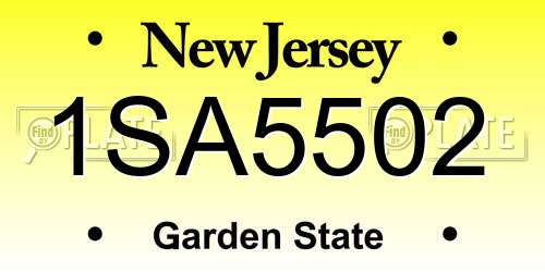 1SA5502 New Jersey License Plate