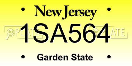1SA564 New Jersey License Plate