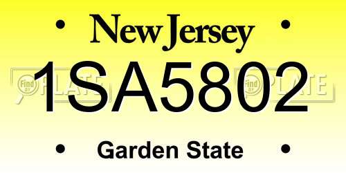 1SA5802 New Jersey License Plate